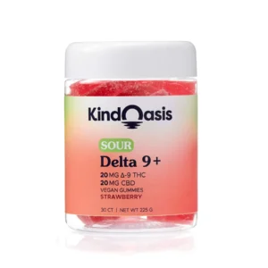 Delta 9 THC 20mg + CBD 20mg Gummies - 30ct Sour Strawberry